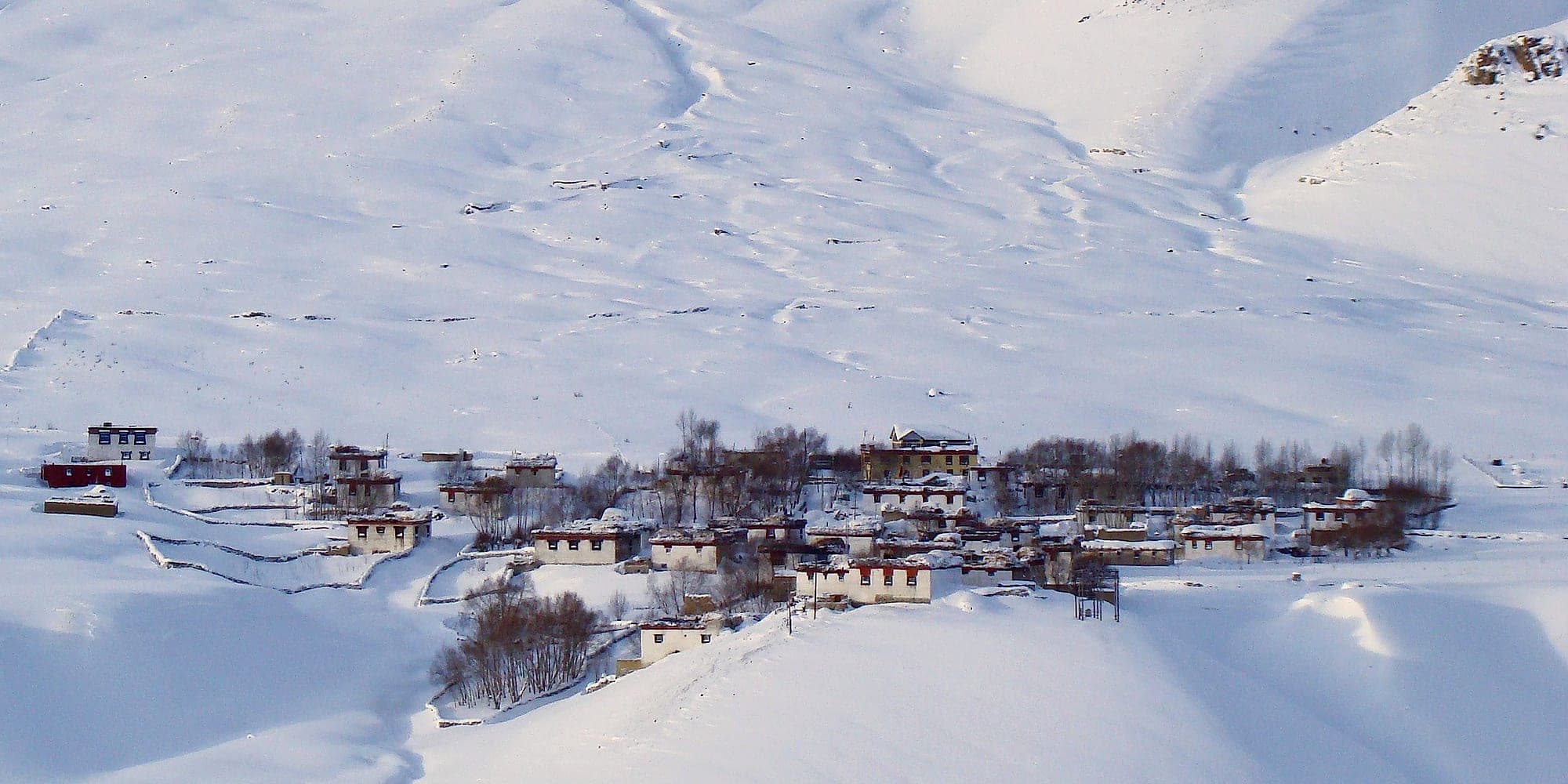 A Spiti village under deep snow in winter